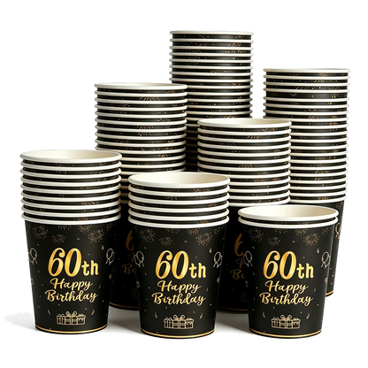 8-40pcs Men Women Adult 18th 30th 40th 50th 60th Birthday Party Decoration Supplies Black Gold Disposable 7/9inch Paper Plates