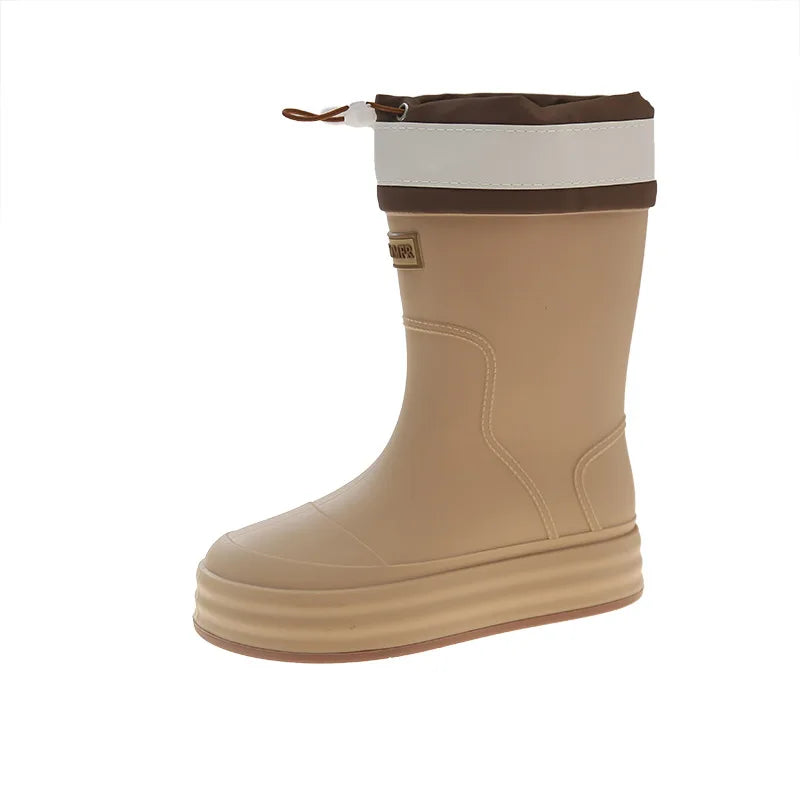 Women's Rain Boots Fashion Mid-calf Rubber Boots Outdoor Waterproof Garden Work Shoes Women's Rubber Galoshes Botas Lluvia Mujer