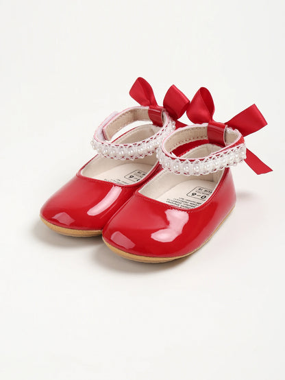 Infant Baby Girls Mary Jane Flats Bow Non-Slip Soft Sole Princess Toddler First Walkers Sneaker Wedding Dress Dancing Shoes