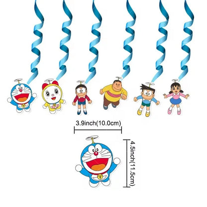 Doraemoned Balloons Cartoon Blue Jingle Cat Party Decoration Supplies Happy Birthday Banner Disposable Tableware Kid Cake Topper