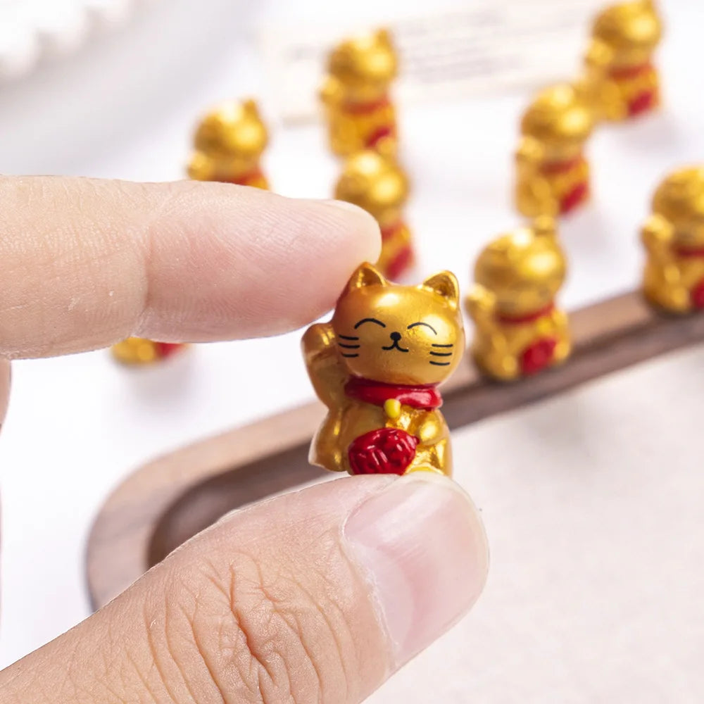10-50pcs Cute Mini Wealth Lucky Gold Cat Animal Decoration Resin Craft Miniature Figure Bonsai Microlandscape Fairy Garden Decor