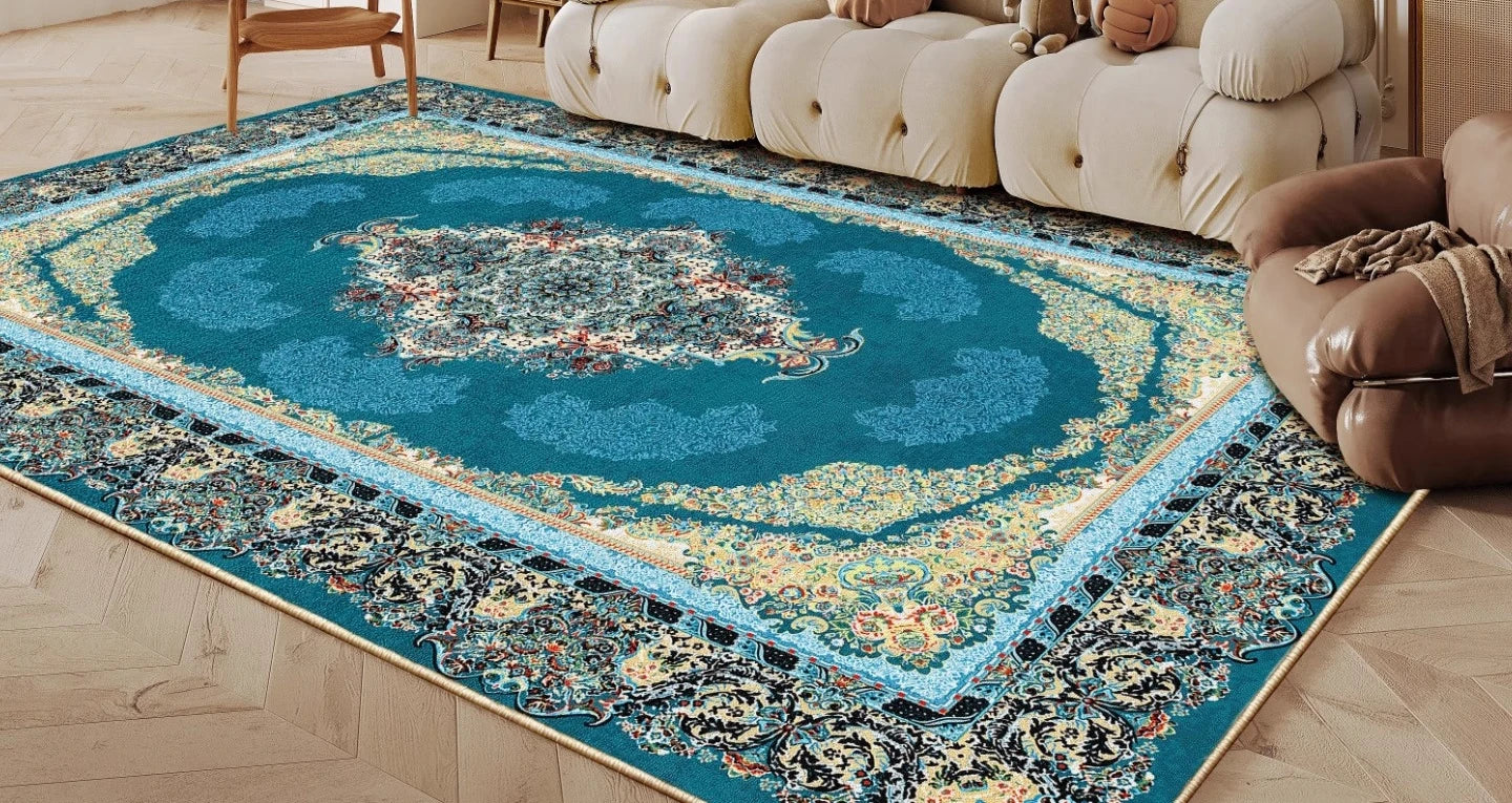 Ethnic Style Bedroom Decor Retro Carpet Light Luxury Carpets for Living Room Washable Lounge Soft Floor Mat Anti-slip Study Rug