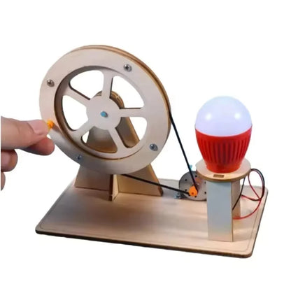 DIY Hand Crank Generator Science Kit STEM Educational Toy for Kids Wooden Physics Experiments to Learn Electricity & Renewable