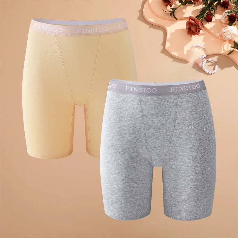 2pcs Women's High Waisted Boxer Briefs Cotton Plus Size Panties Sexy Elastic Waistband Sports Shorts Casual Comfortable Lingerie