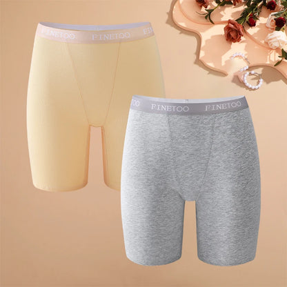 2pcs Women's High Waisted Boxer Briefs Cotton Plus Size Panties Sexy Elastic Waistband Sports Shorts Casual Comfortable Lingerie
