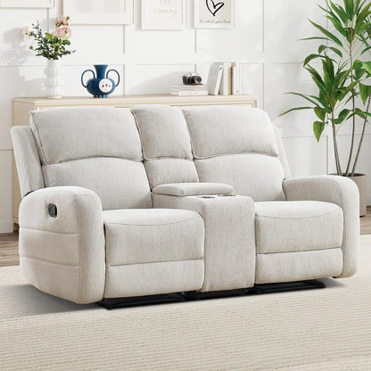 Manual Living Room Furniture Reclining Couch Set, Soft Fabric Loveseat Recliner Sofa for Meeting Room, Overstuffed, Custom