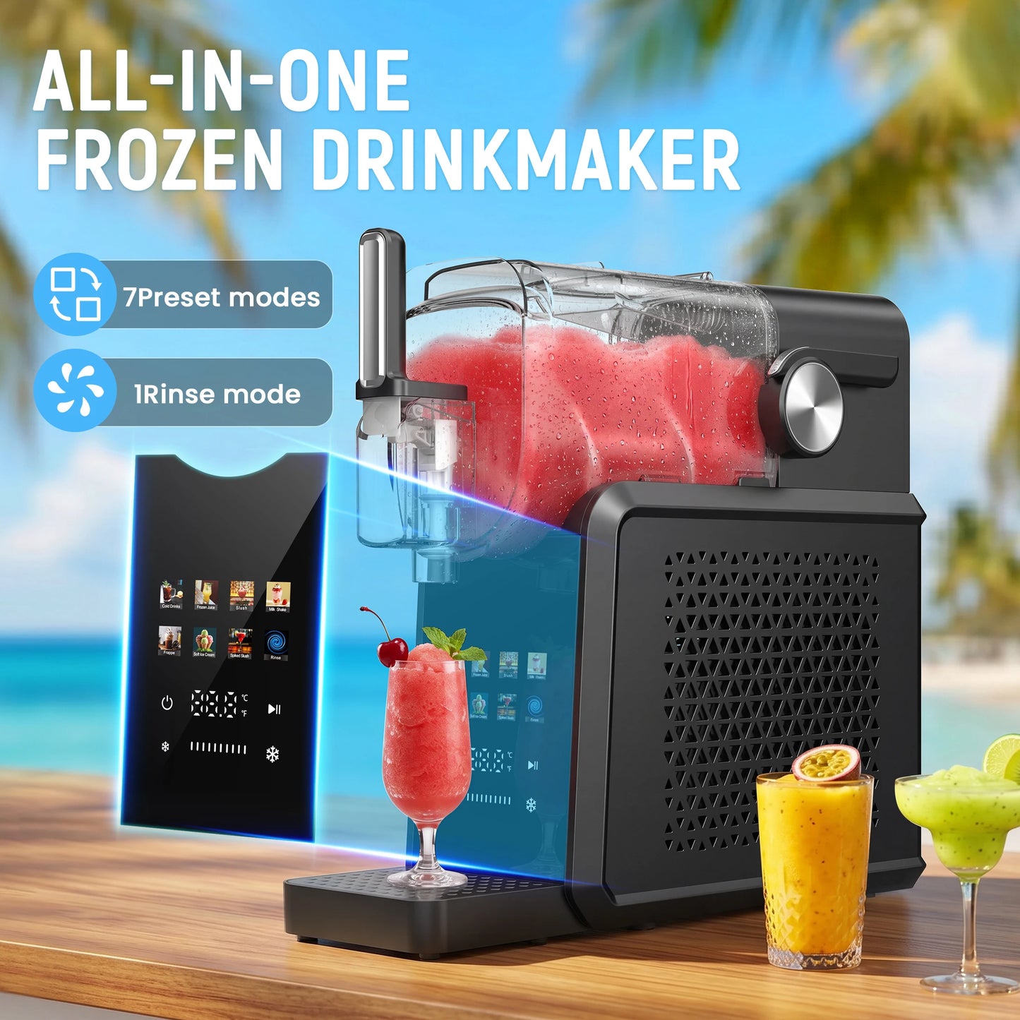 90oz Slushie Machine No Ice Needed Frozen Drink Maker with Compressor 7 Smart Presets Safe Frozen Smoothie Machine for Home Party