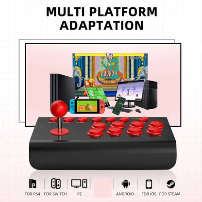 Arcade Fight Stick for P4/Switch/PC – Multi-Platform BT Joystick Controller with Turbo, Compatible with Android/iOS/Steam TV Box
