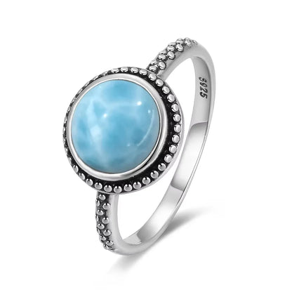 Original Certified 925 Silver Rings Larimar Natural Blue Stone 8*10MM oval shape twist Rings Fine Jewelry Gifts for Women Men