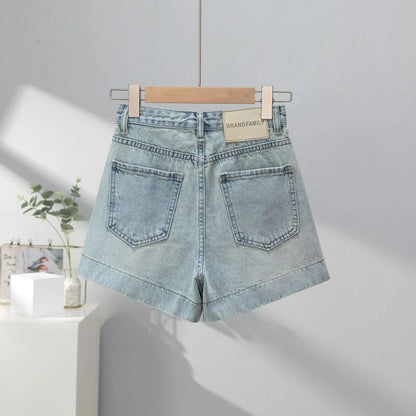 Light Blue High Waist Skinny Short Shorts Women's Summer New Style American Ultra Short Shorts Hot Pants Retro Denim Shorts