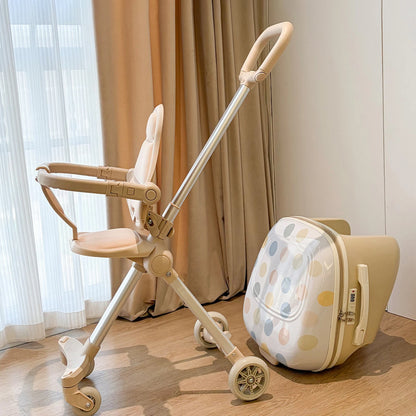 2026 New Children's Ride-On Luggage Trolley Foldable Pull-Along Suitcase for Toddlers Baby Travel Companion Carry-On Suitcases