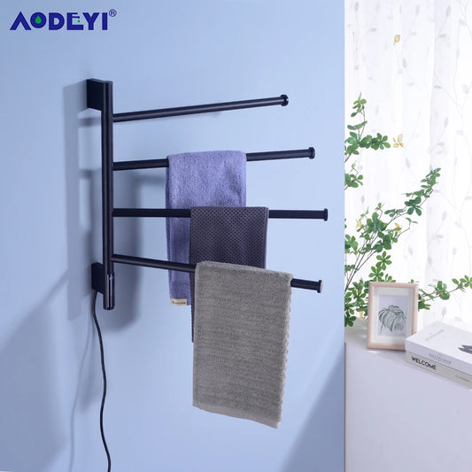 Bathroom Electric Bath Towel Warmer Heating Rotatable Dryer Shelf Rail Heated Digital Display Thermostatic Heater 110/220V