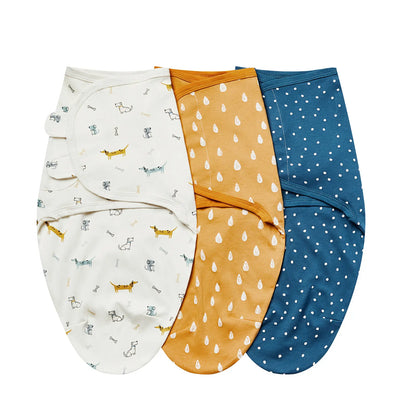 3Pcs Cute Newborn Baby Blankets Swaddles Set 100%Cotton Boys Girls Adjustable Swaddle Infant Swaddle for 0-6 Month