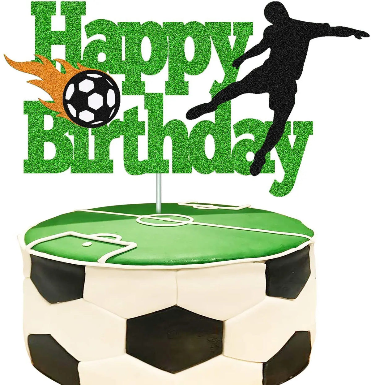 Green Football Cake Flag Topper Happy Birthday Cake Flags Soccer Birthday Sports Party Cake Baking Decor