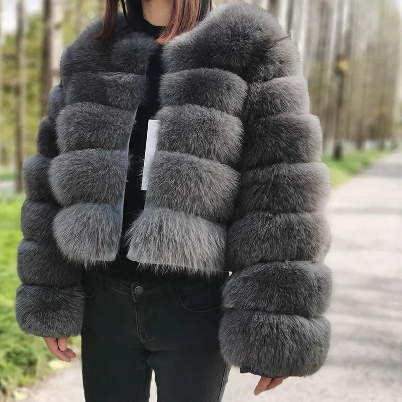 2023 Natural Real Fox Fur Coat Women Winter Warm Luxury Fur Jacket Detachable Long Sleeves Female Vest Furry Coats Outerwear