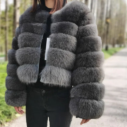 2023 Natural Real Fox Fur Coat Women Winter Warm Luxury Fur Jacket Detachable Long Sleeves Female Vest Furry Coats Outerwear