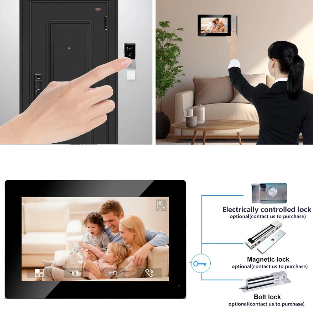 4 Wired Video Intercom System RFID Unlock Camera Doorbell with 7 Inch Screen Night Vision Home Door Bell for Villa M72T