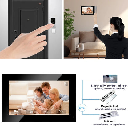 4 Wired Video Intercom System RFID Unlock Camera Doorbell with 7 Inch Screen Night Vision Home Door Bell for Villa M72T