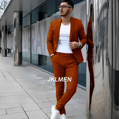 Gray Men's Suit 2 Piece Suit Summer Casual Jacket Pants Formal Wedding Tuxedo Groom Clothes Custom Color Blazer XS-5XL