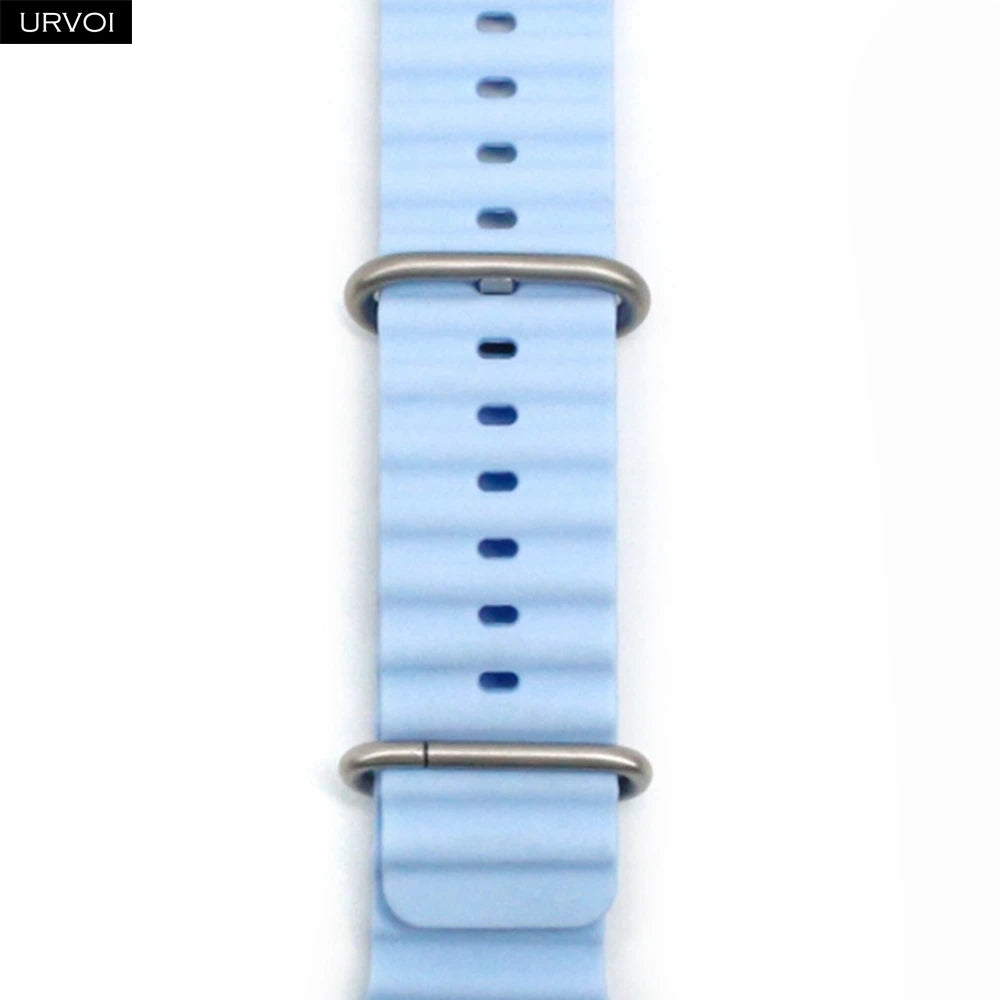 URVOI Ocean Band for Apple Watch Ultra 4 3 2 Strap Series 12 11 10 SE Sport Band for iWatch Silicone Wristband Black Buckle 49mm
