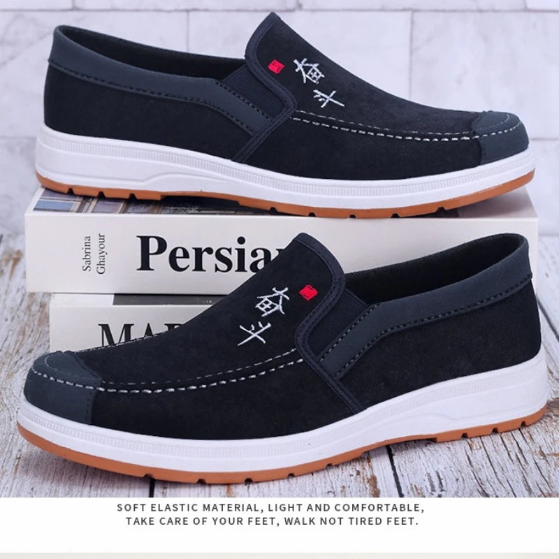 2025 Summer Men's Canvas Shoes Breathable Lightweight Casual Shoes Versatile Trendy Anti slip Mesh Sports Shoes