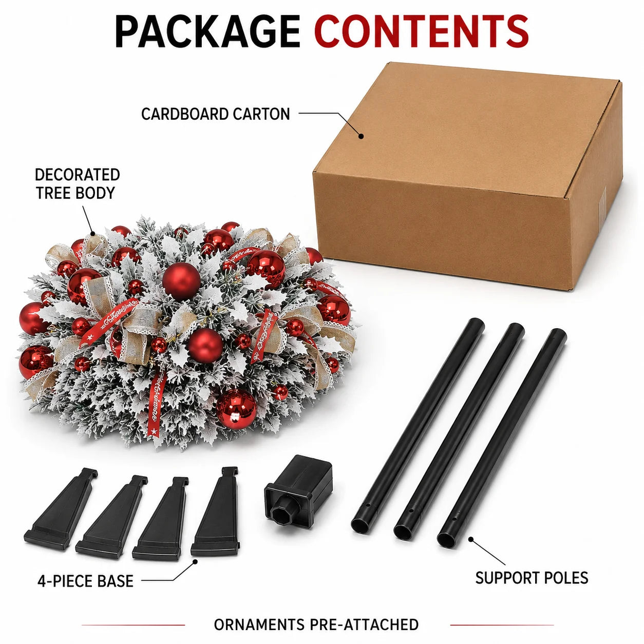 150cm/180cm/210cm Pop Up Collapsible PVC Artificial Christmas Tree Pre Decorated Optional USB LED Lights Metal Stand Home Decor