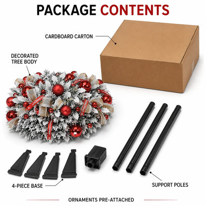 150cm/180cm/210cm Pop Up Collapsible PVC Artificial Christmas Tree Pre Decorated Optional USB LED Lights Metal Stand Home Decor
