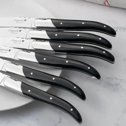 2-10pcs Laguiole Steak Knifes Dinner Knives Black Wood Handle Dinnerware Stainless Table Knife and Fork Wooden Tableware Cutlery