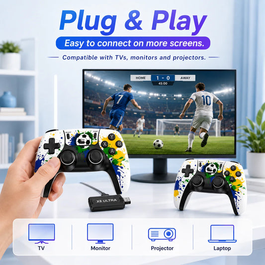 4K HDMI TV Game Stick Retro Video Game Console, 50000+ Pre-installed Games 45 Emulators 2.4G Dual Wireless Controllers X8 Ultra