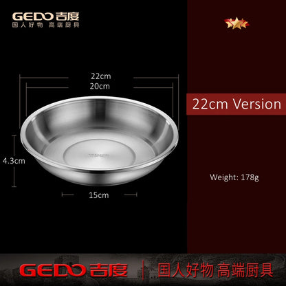 22/24/26cm Diameter Pure 304 Stainless Steel Platters LFGB Certified Fall Resistant Dinning Plate Well Polished Tableware