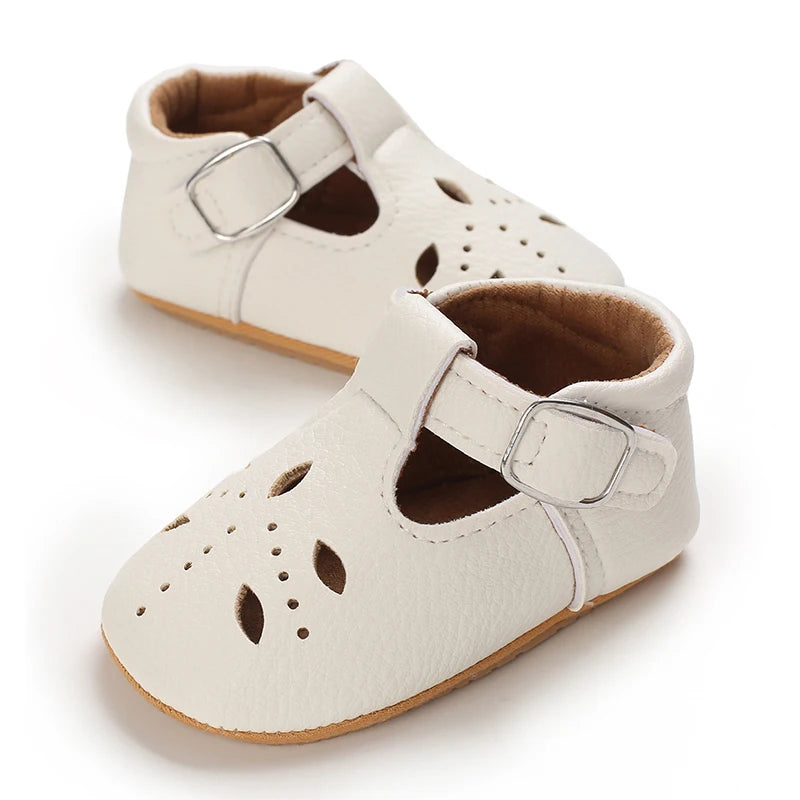 Breathable Newborn Baby Shoes Baby Boy Girl Shoes Girl Classic Bowknot Rubber Sole Anti-slip PU  Toddler Shoes First Walker