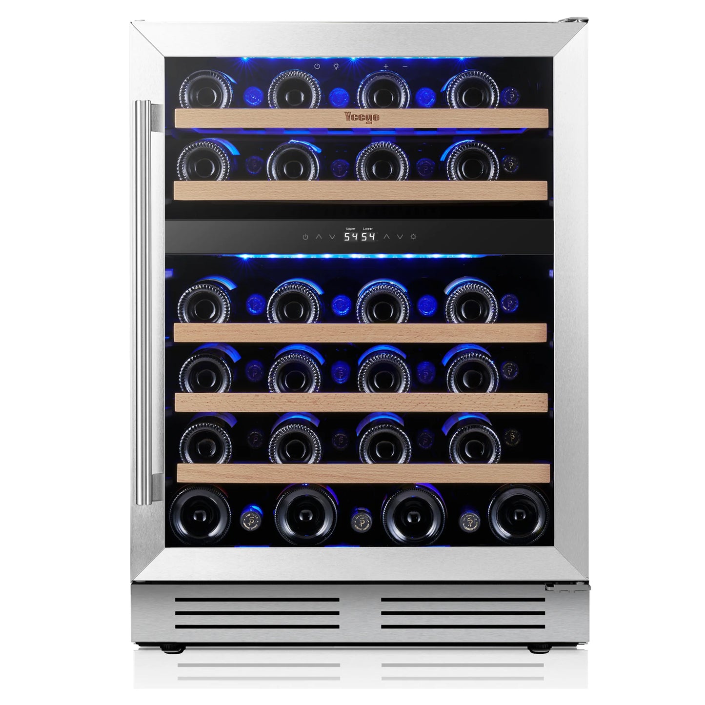 Yeego 52 Bottle Dual Zone Wine Cooler Refrigerator Built In Under Counter Wine Fridge with Compressor Cooling, Adjustable Temperature 40-65°F, Lockable Glass Door LED Light, ETL DOE Certified for Home Kitchen Bar