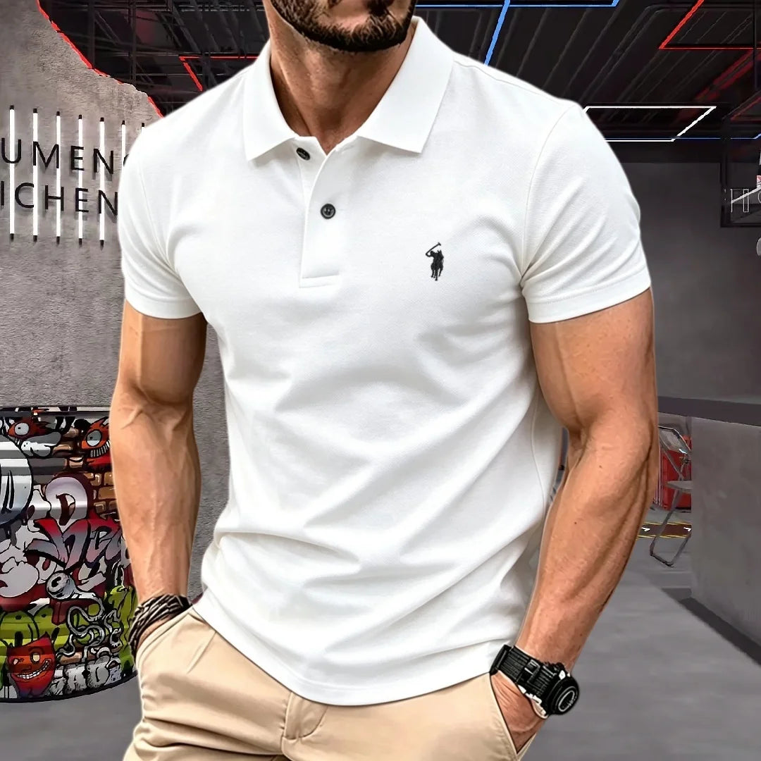 100% pure cotton high-end brand men's short sleeve polo shirt 2026 summer luxury fashion pony embroidery golf top casual T-shirt