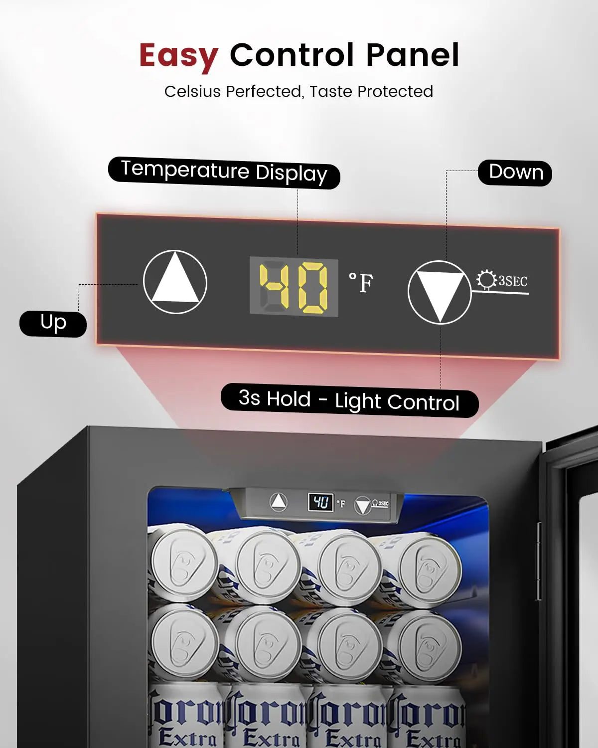 24 Cans Beverage Refrigerator Cooler - Mini Fridge with Digital Temperature Control, Soda Wine Beer Drink Fridge -, Custom