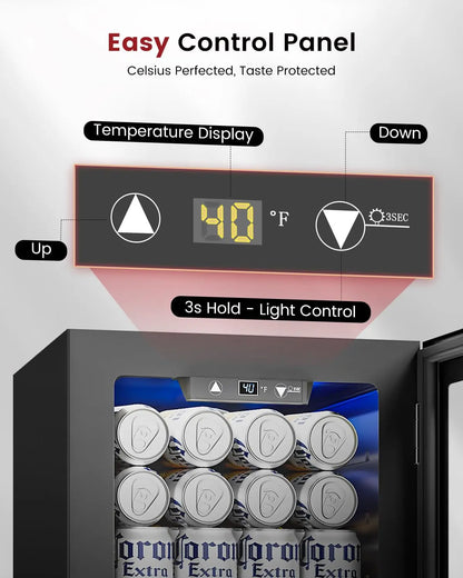 24 Cans Beverage Refrigerator Cooler - Mini Fridge with Digital Temperature Control, Soda Wine Beer Drink Fridge -, Custom
