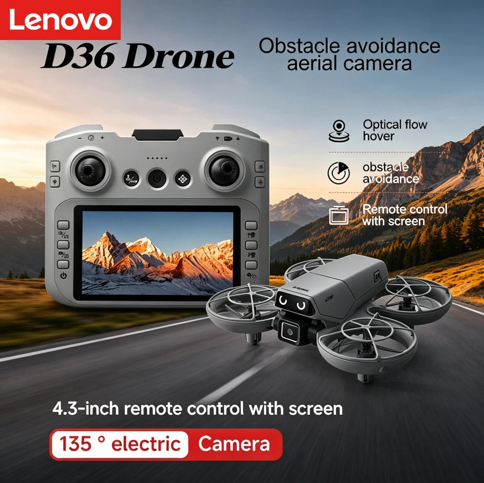 Lenovo D36 Drone 4K HD 8k Triple Camera FPV Brushless Motor Obstacle Avoidance Foldable RC Quadcopter Professional Aerial