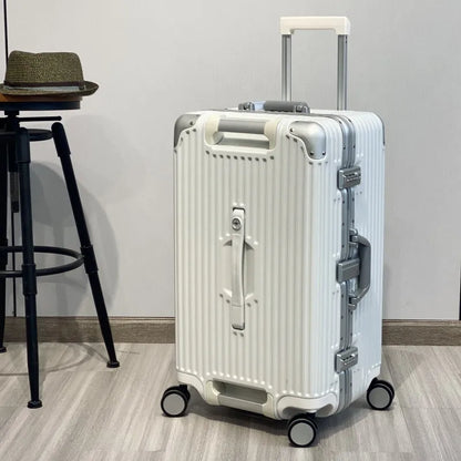 KLQDZMS Aluminum Frame Suitcase Large Capacity Trolley Case 26"28"30"32 Inch Cart Type Travel Bag Universal Wheel Luggage