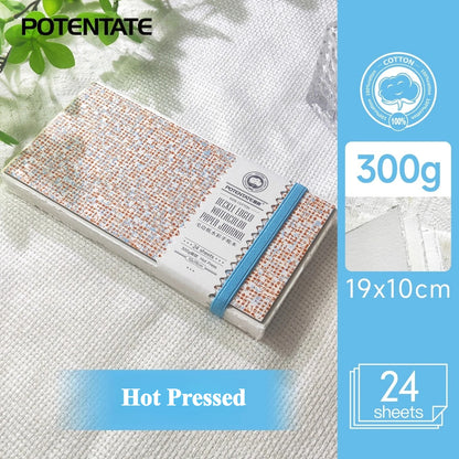 POTENTATE Cotton Fringed Watercolor Notebook 300g Hot/Cold Pressed Specific Watercolor Paper Drawing Book for Art Student