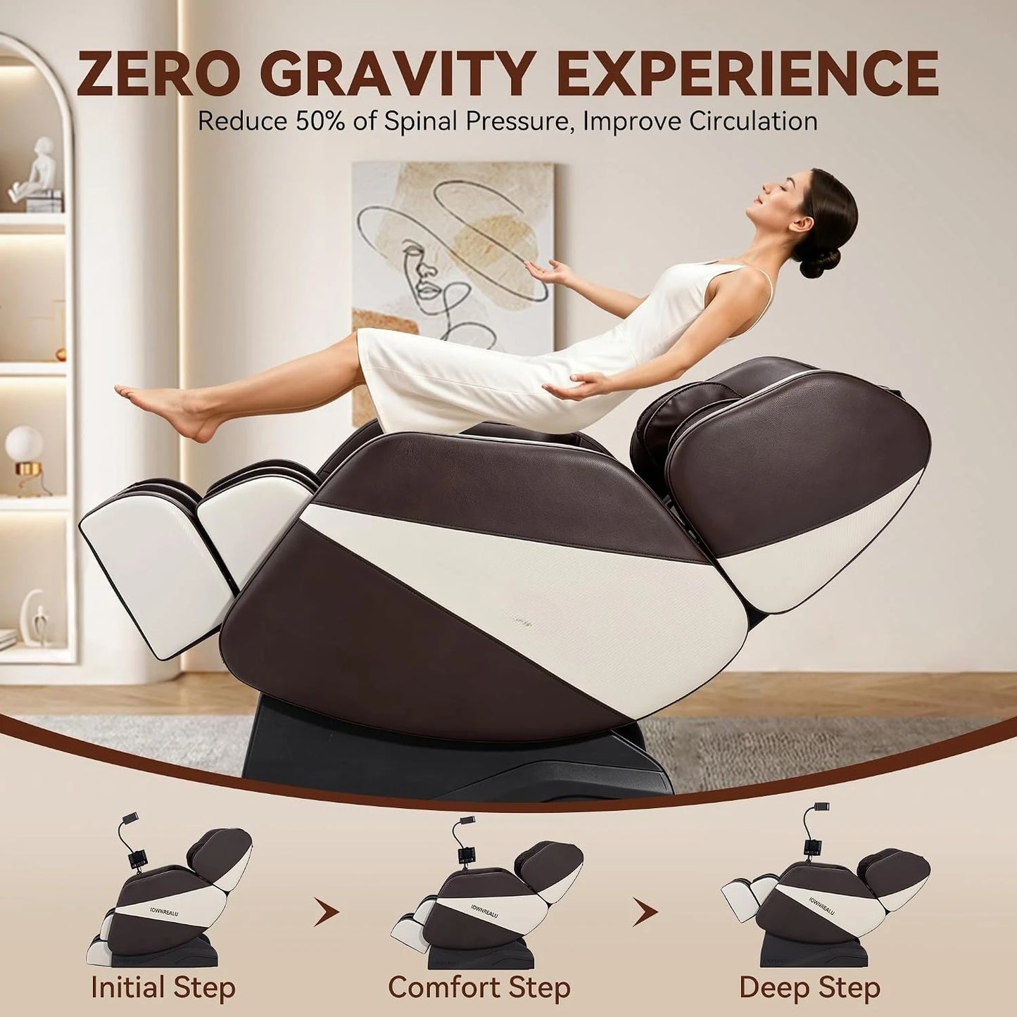 2026 Zero Gravity Full Body Massage Chair Recliner with 10 Rollers Airbags Heating Foot Massage Bluetooth Speaker, Custom