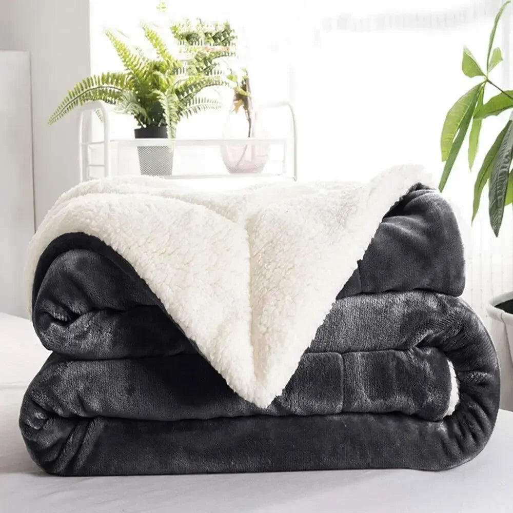 Sherpa Blanket Twin Thick Warm Blanket for Winter Bed Super Soft Fuzzy Flannel Fleece/Wool like Reversible Velvet Plush Blanket