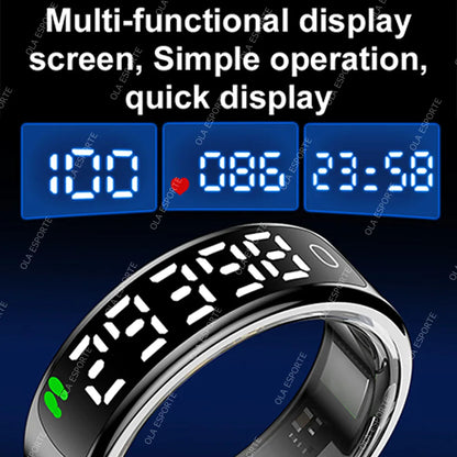 New Smart Ring R13 LED Display Screen Gesture Sweep Video Heart Rate Sleep Monitor 5ATM Waterproof Wireless Charging Rings HT30