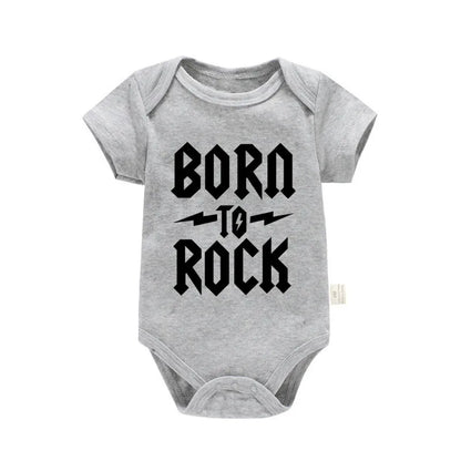 Born To Rock Newborn Baby Short Sleeve Cotton Baby Bodysuit Cute Baby Boy Clothes Jumpsuit Infant Outfit Baby Body Rock Onesie