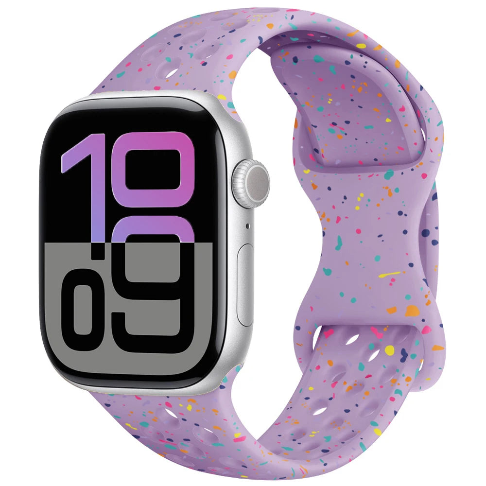 Silicone Strap For Apple Watch 11 10 9 8 7 46mm 45mm 42mm 41mm Ultra 3/2 49mm Breathable Bracelet Wristband iWatch 6 5 4 SE 44mm
