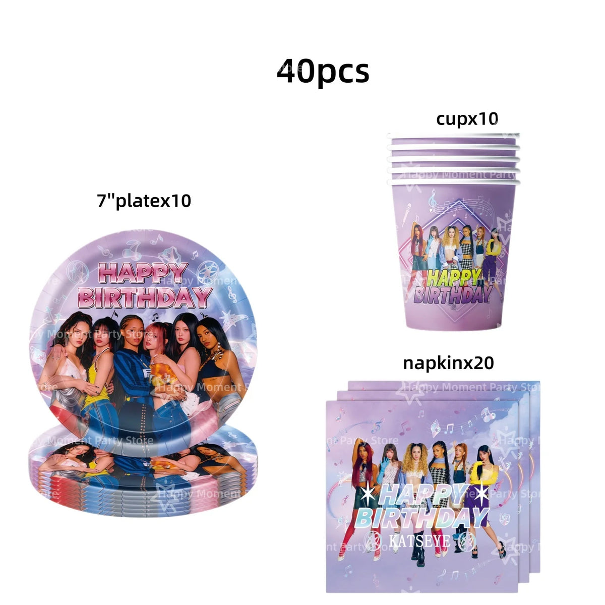 Kpop Katseye Party Decoration Tableware Tablecloth Cup Plate Napkin Sticker Bags Balloons Baby Shower Kpop Party Favors Supplies