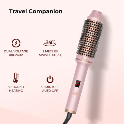 3 In 1 Hair Dryer Hot Air Brush Curling Iron Brush 32mm Electric Rotating Hair Curler Straightener Volumizing Brush Styler Dryer