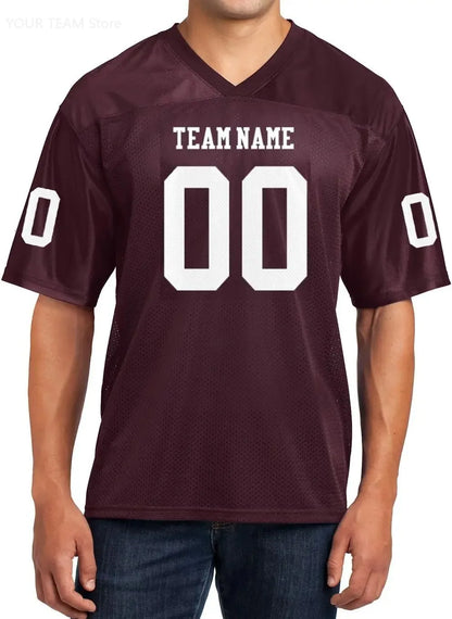 Custom American Football Jersey Green Large V-Neck Unisex Adult Sports Jersey Personalized Team Uniform - Breathable Polyester