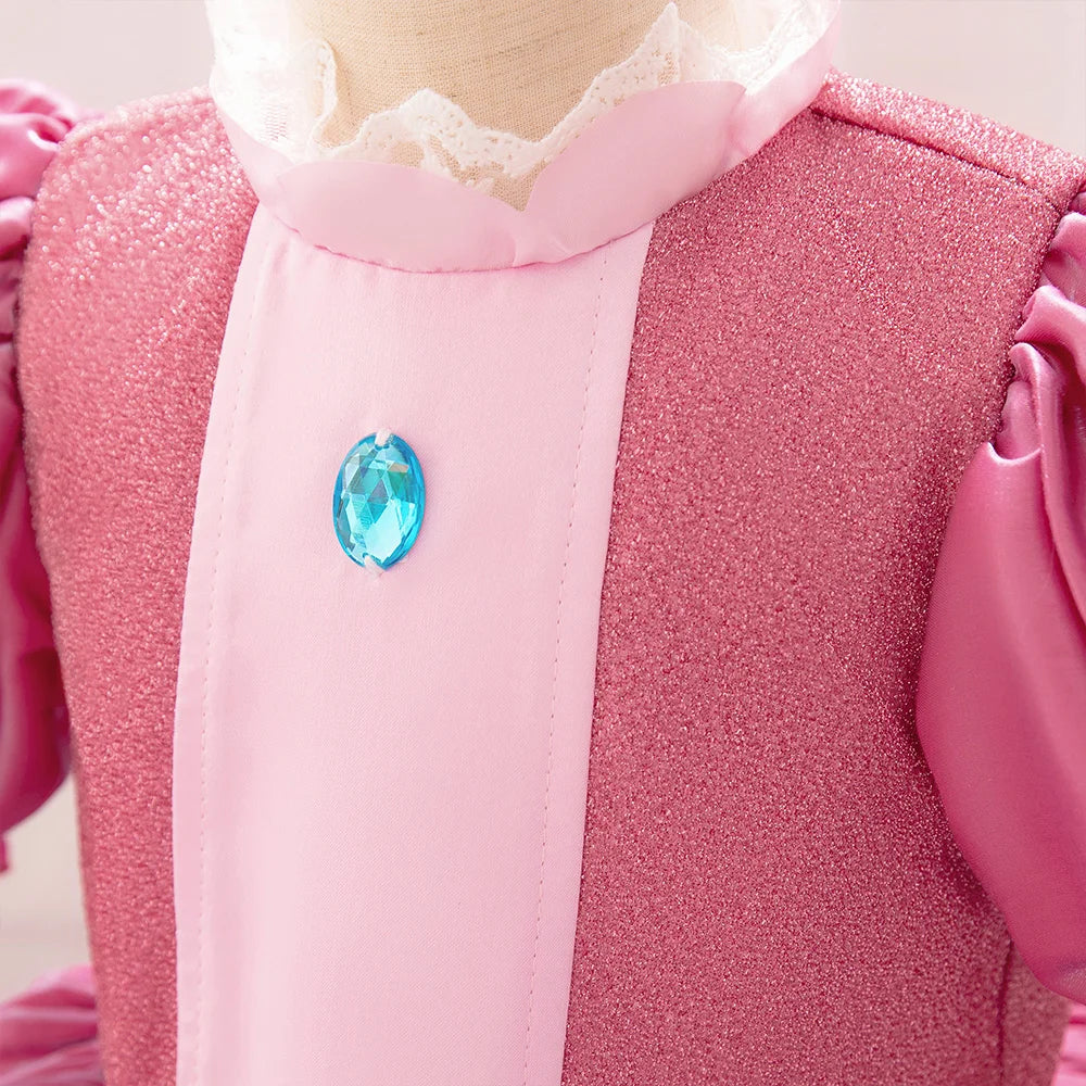 Peach Princess Dress Girl Cosplay Party Gown Baby Girls Christmas Carnival Dresses Toddler Fashion Holiday Weekend New Costumes