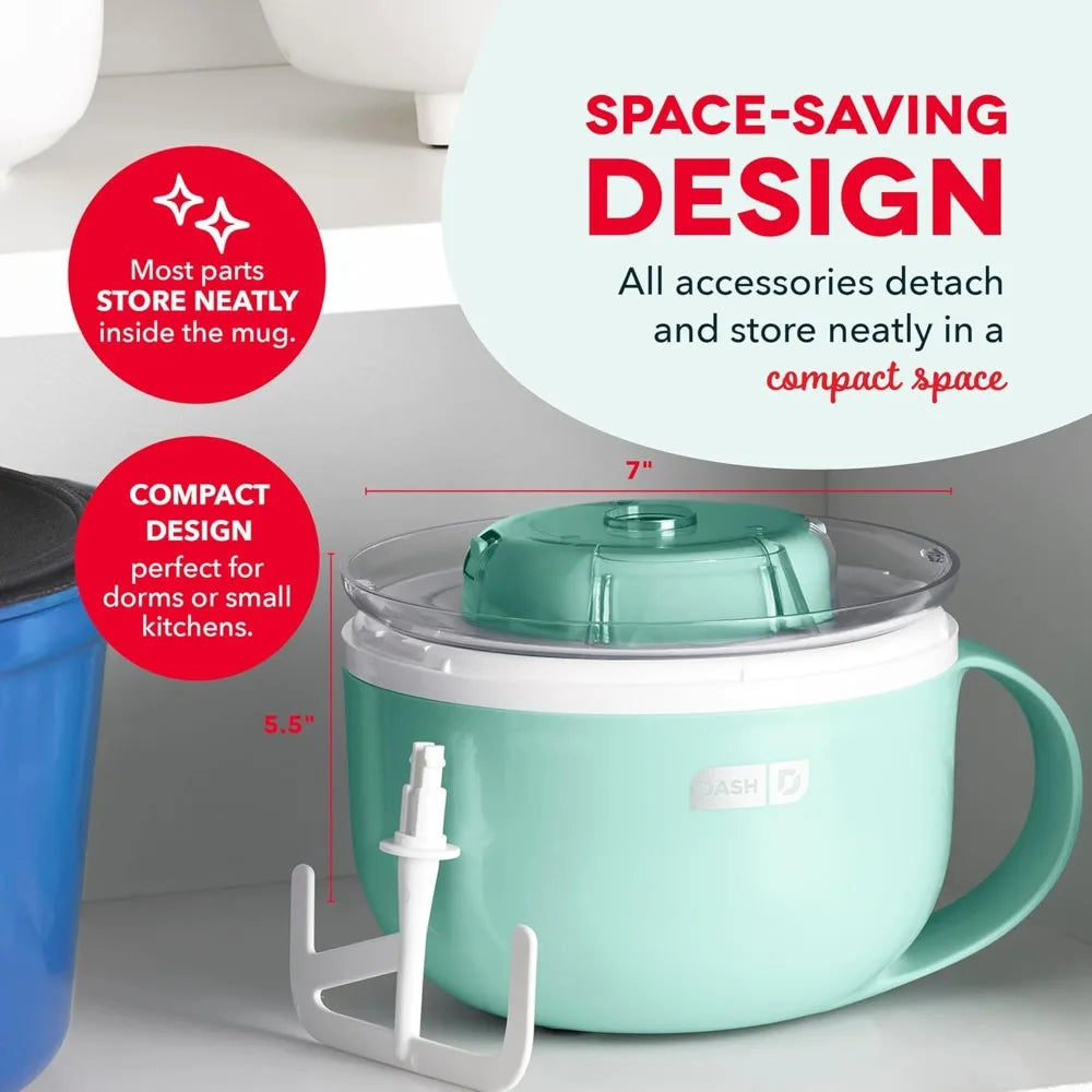 Single Serve Ice Cream Maker for Gelato  Yogurt Sorbet Dessert Easy Use Cleaning Included Aqua Color 1 Bowl