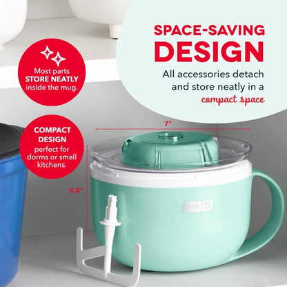 Single Serve Ice Cream Maker for Gelato  Yogurt Sorbet Dessert Easy Use Cleaning Included Aqua Color 1 Bowl