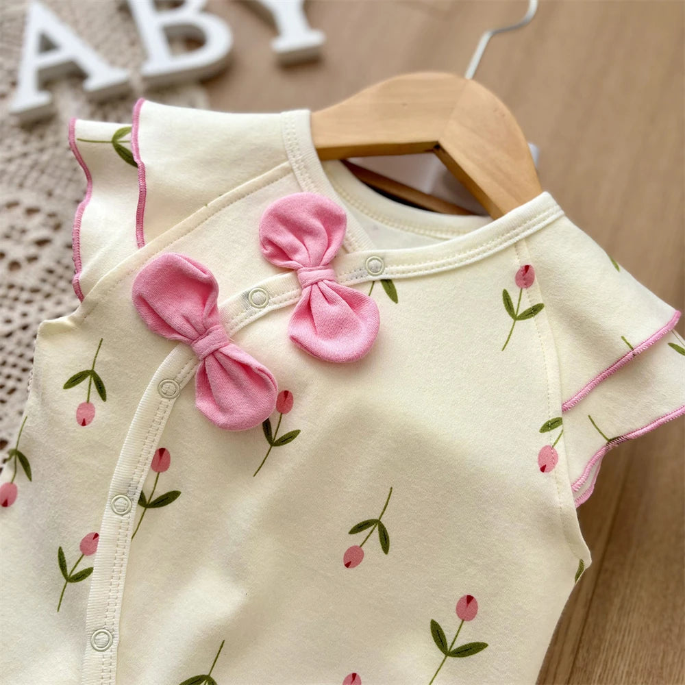2025 baby girl rompers summer short sleeve clothing cotton Girls Onesies toddlers clothes infant newborn overalls kids homewear
